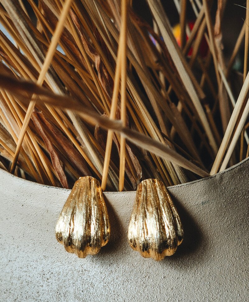 Shell Earrings Écume, Gold Plated