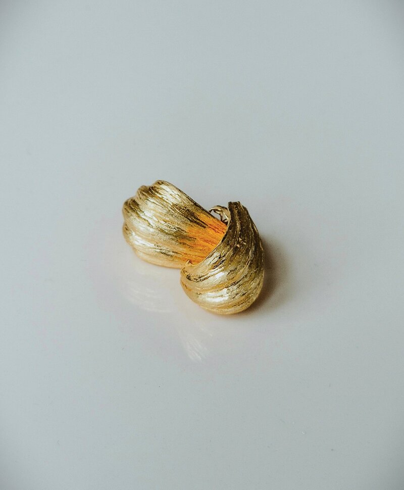 Boucles D’Oreilles Coquillage Écume, Plaqué Or