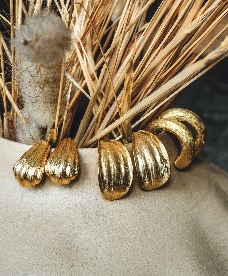 Shell Earrings Écume, Gold Plated