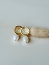 Earrings With Oval Pearl Jolène, Gold Plated