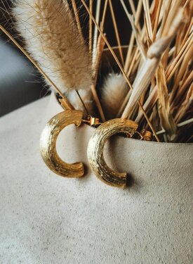 Gold Plated Chubby Half Hoop Oorbellen Sable