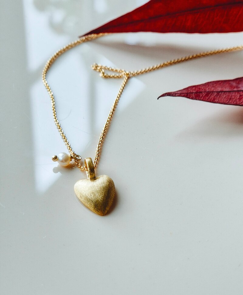 Collier Avec Pendentif Cœur Chérie, Plaqué Or