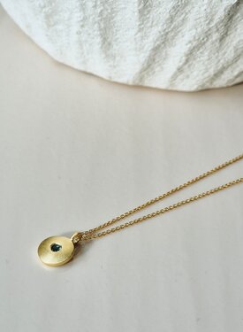 Necklace With Green Stone Pendant Céleste, Gold Plated