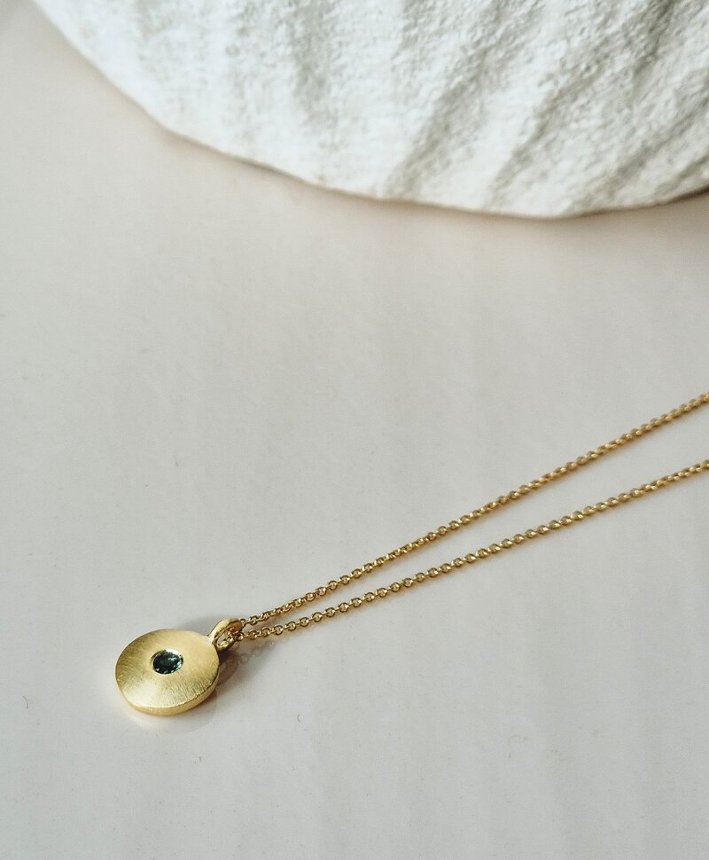 Gold Plated Ketting Met Groene Steen Céleste