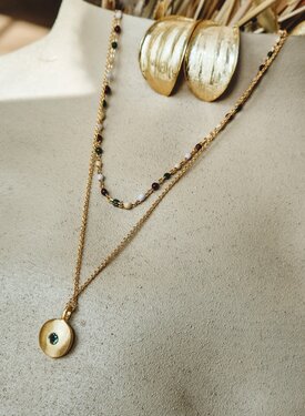 Vergoldete Kette Mit Grünem Stein Céleste