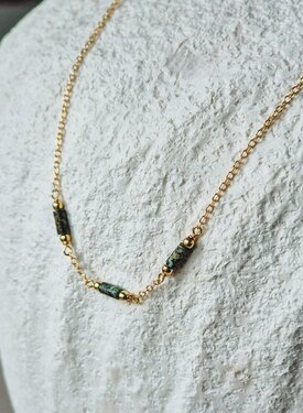 Collier Avec Pierres Vertes Jardin, Plaqué Or