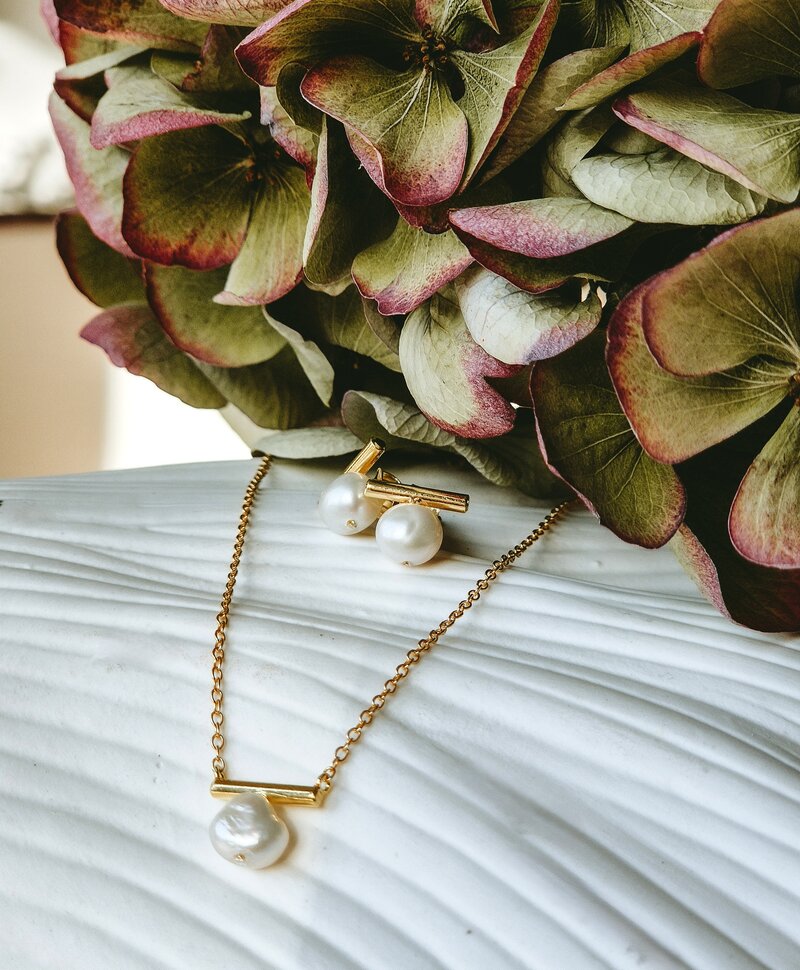 Gold Plated Moderne Parel Ketting Ondine