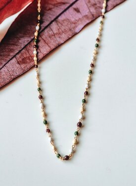 Collier À Perles Multicolores Floréale, Plaqué Or