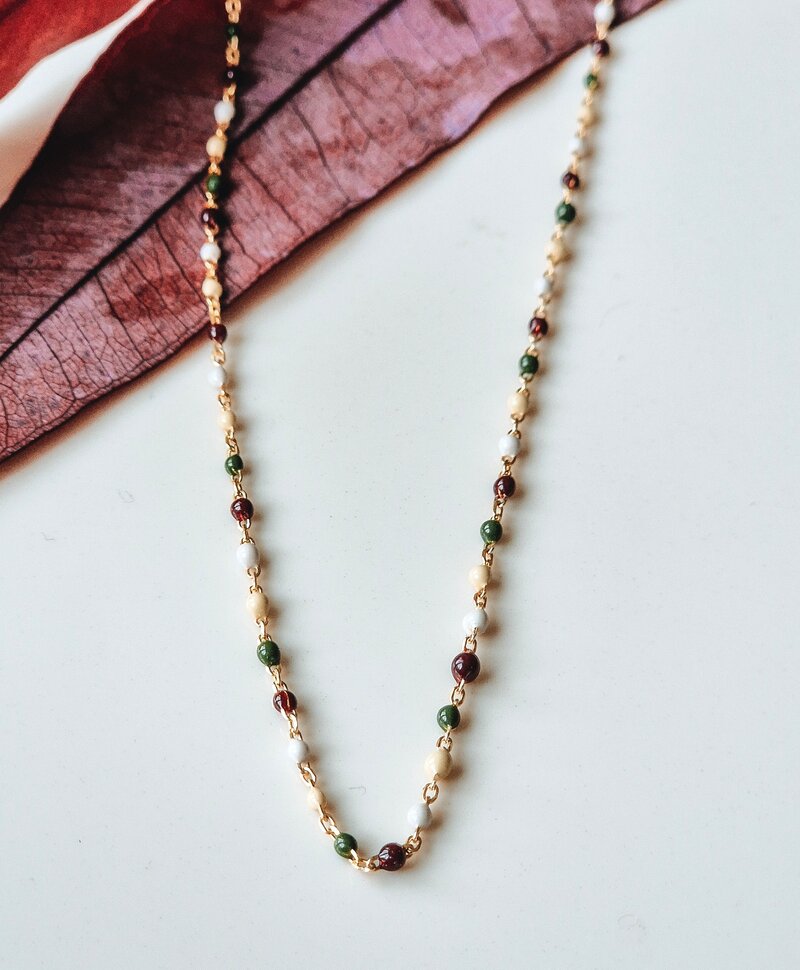 Gold Plated Meerkleurige Bead Necklace Floréale