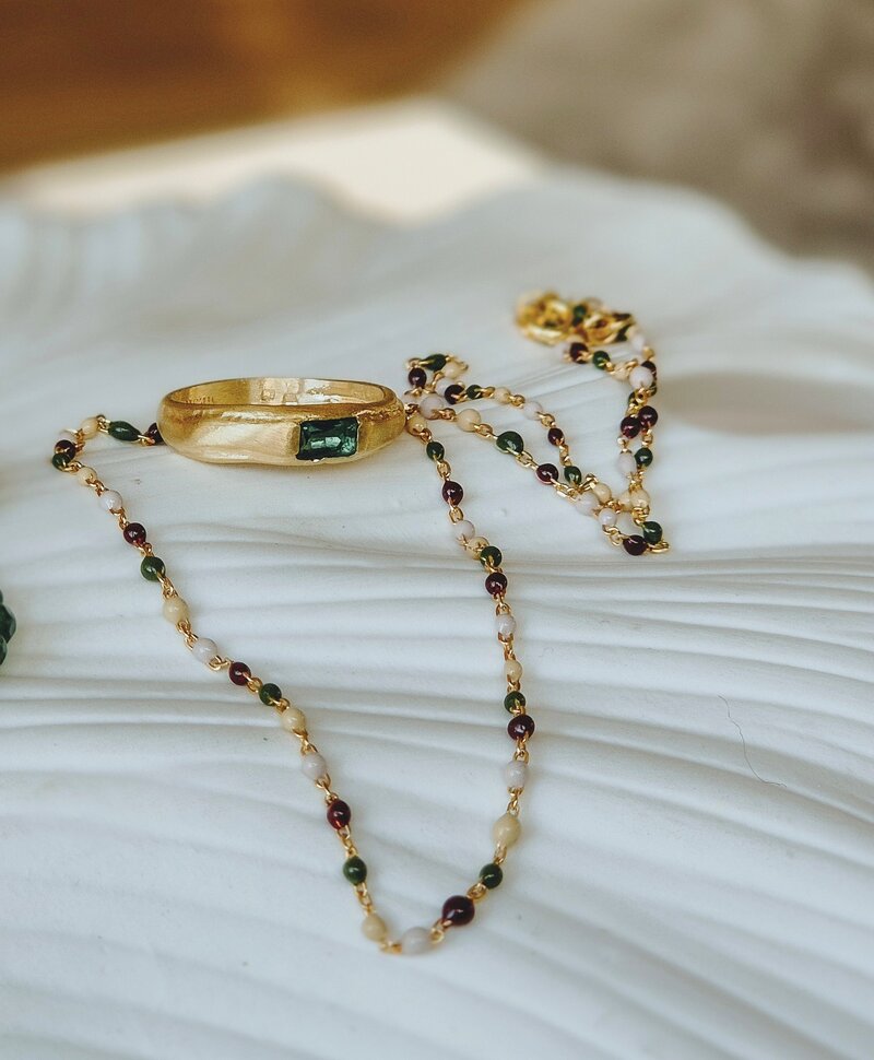 Gold Plated Meerkleurige Bead Necklace Floréale