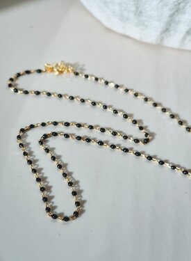 Collier À Perles Noires Minuit, Plaqué Or