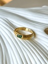 Ring With Green Stone Émeraude, Gold Plated