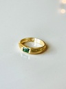 Bague Avec Pierre Verte Émeraude, Plaqué Or