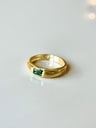 Ring With Green Stone Émeraude, Gold Plated