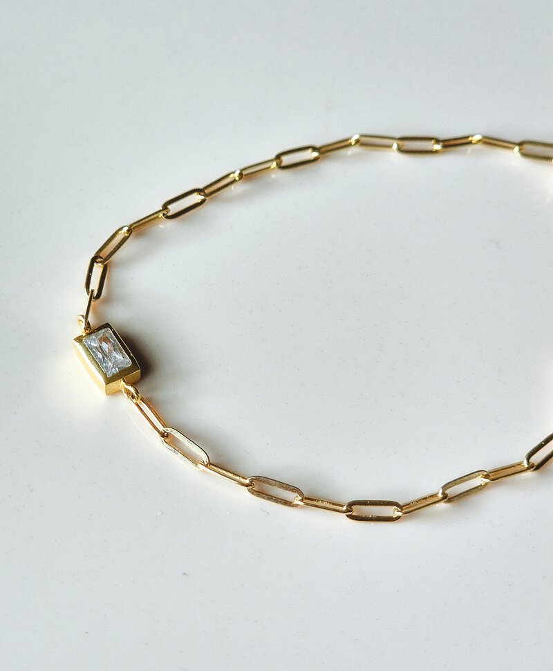 Gold Plated Armbandje Met Heldere Steen Clarté