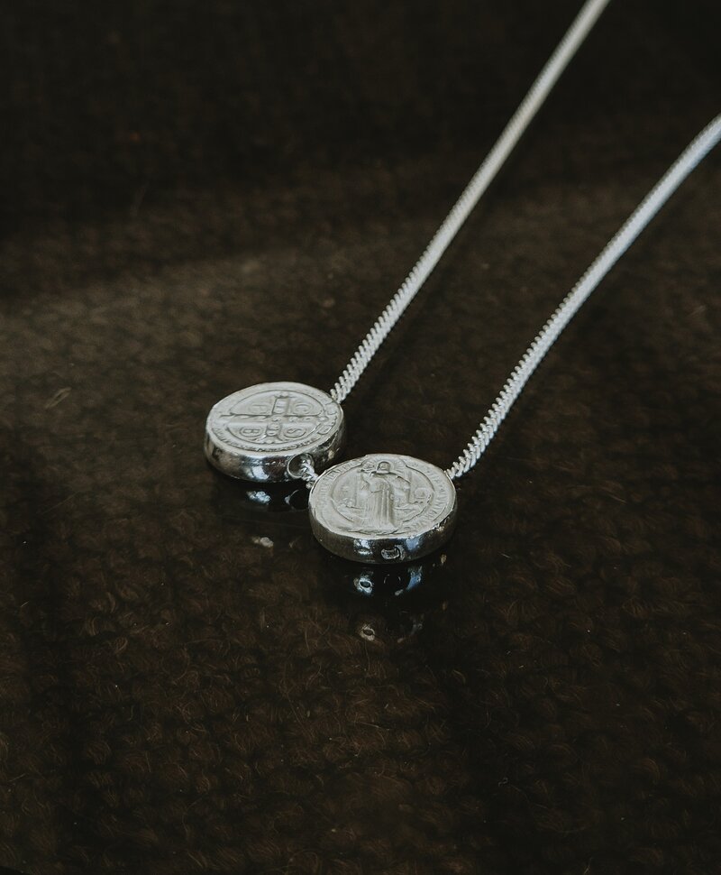 Silver Double Medallion Men’s Necklace Aegis