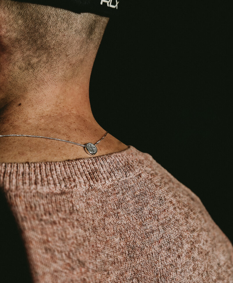 Argent Collier Homme À Double Médaillon Aegis