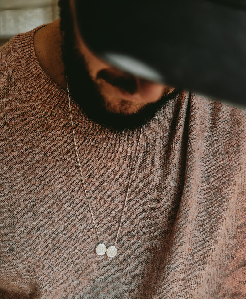 Zilveren Dubbele Medaillon Heren Ketting Aegis