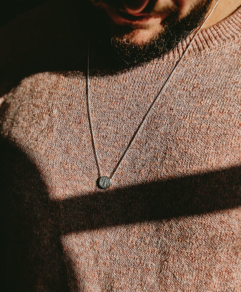 Zilveren Dubbele Medaillon Heren Ketting Aegis