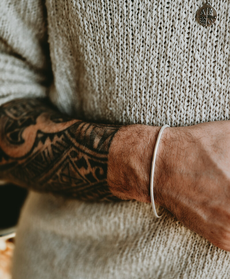 Argent Bracelet Homme Chaîne Serpent Navarre