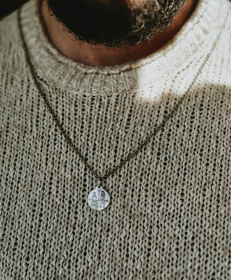 Argent Pendentif Homme Double Face Awen