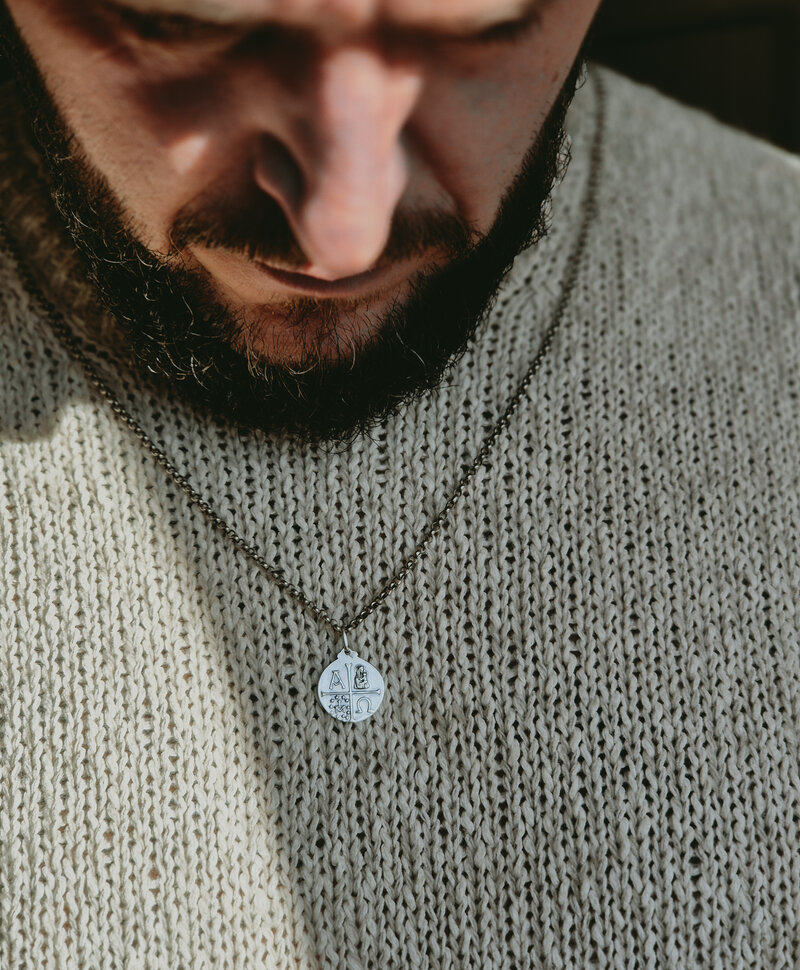 Silver Round Double-Sided Men’s Pendant Awen