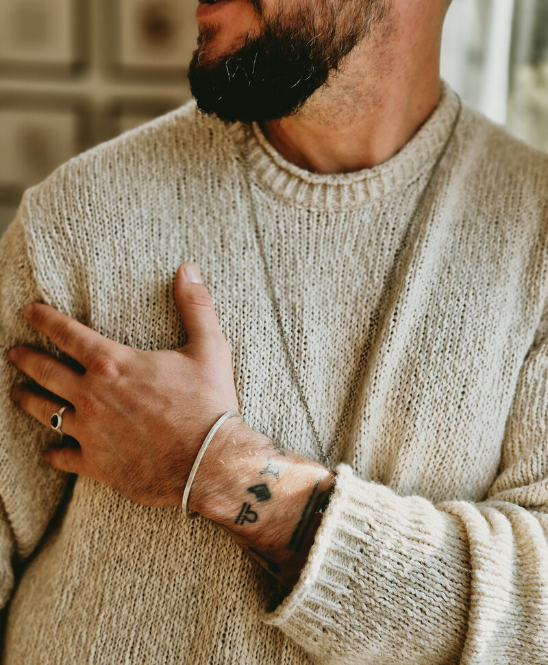 Argent Bracelet Homme Jonc Martelé Stellan