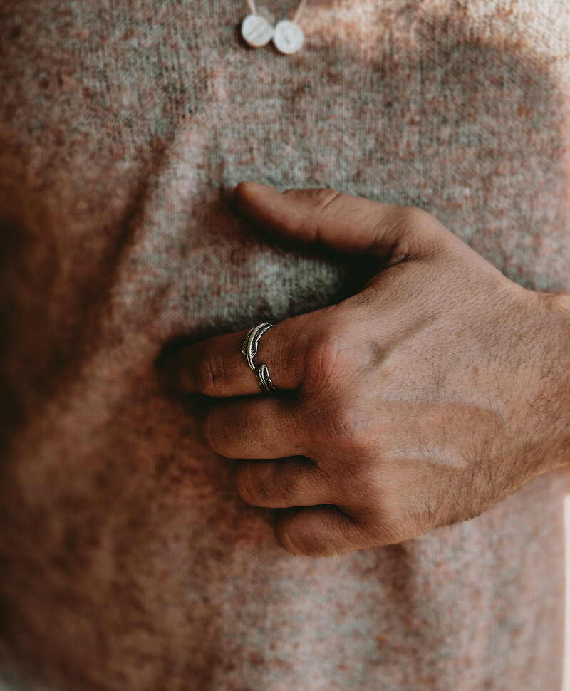 Argent Bague Homme Plume Alar