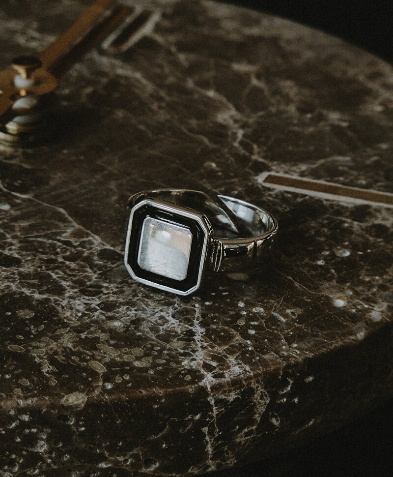 Silberner Herrenring Achteck Cael