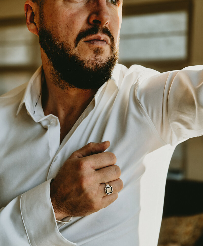 Argent Bague Homme Octogone Cael