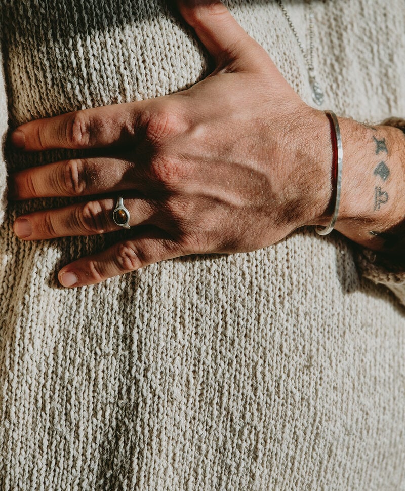 Silberner Herrenring Mit Braunem Tigerauge Zephyr