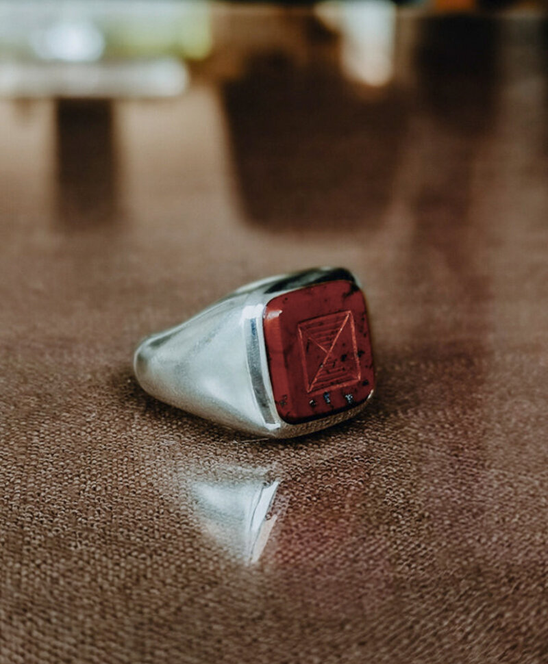 Silver Men's Ring With Red Stone Dodzi