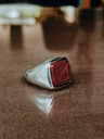 Silver Men's Ring With Red Stone Dodzi