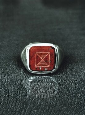 Silver Men's Ring With Red Stone Dodzi