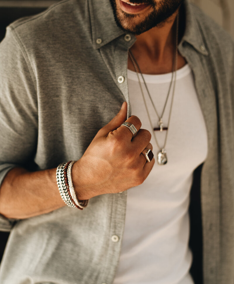 Silver Men's Ring With Red Stone Dodzi