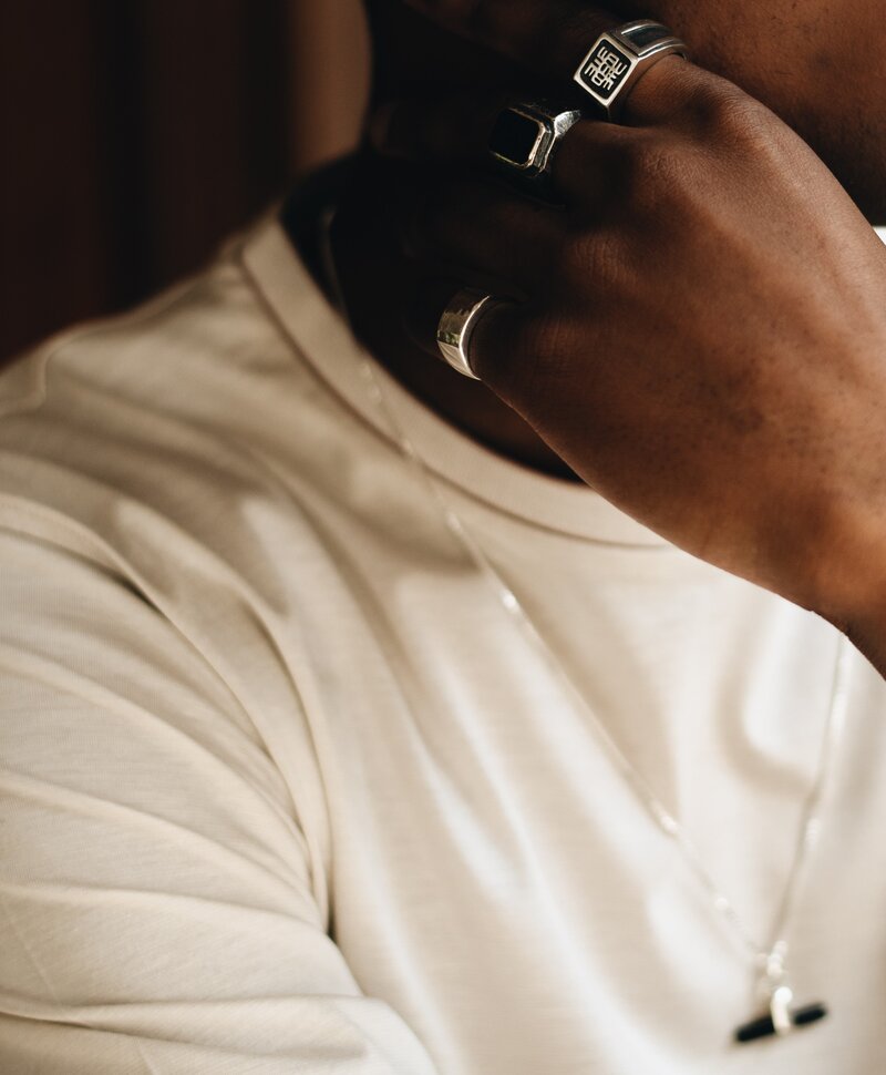 Silver Men's Ring With Symbol Danso