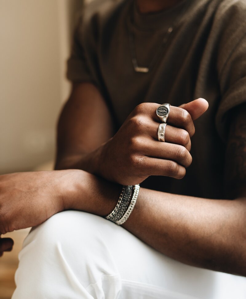 Bague Argent Symbole pour Hommes Vibodh