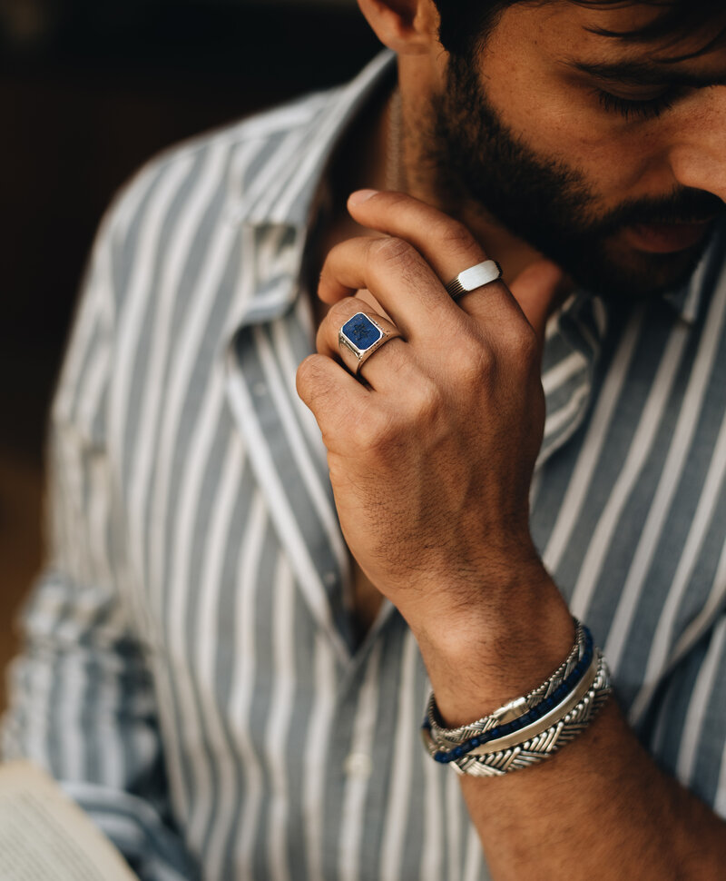 Bague Argent Basique pour Hommes Adad