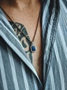 Pendentif Argent Pierre Bleue pour Hommes Chetas