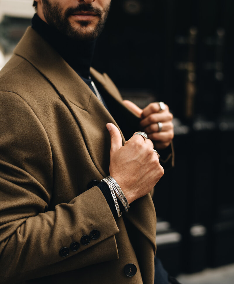 Silver Men's Cuff Bracelet Karst