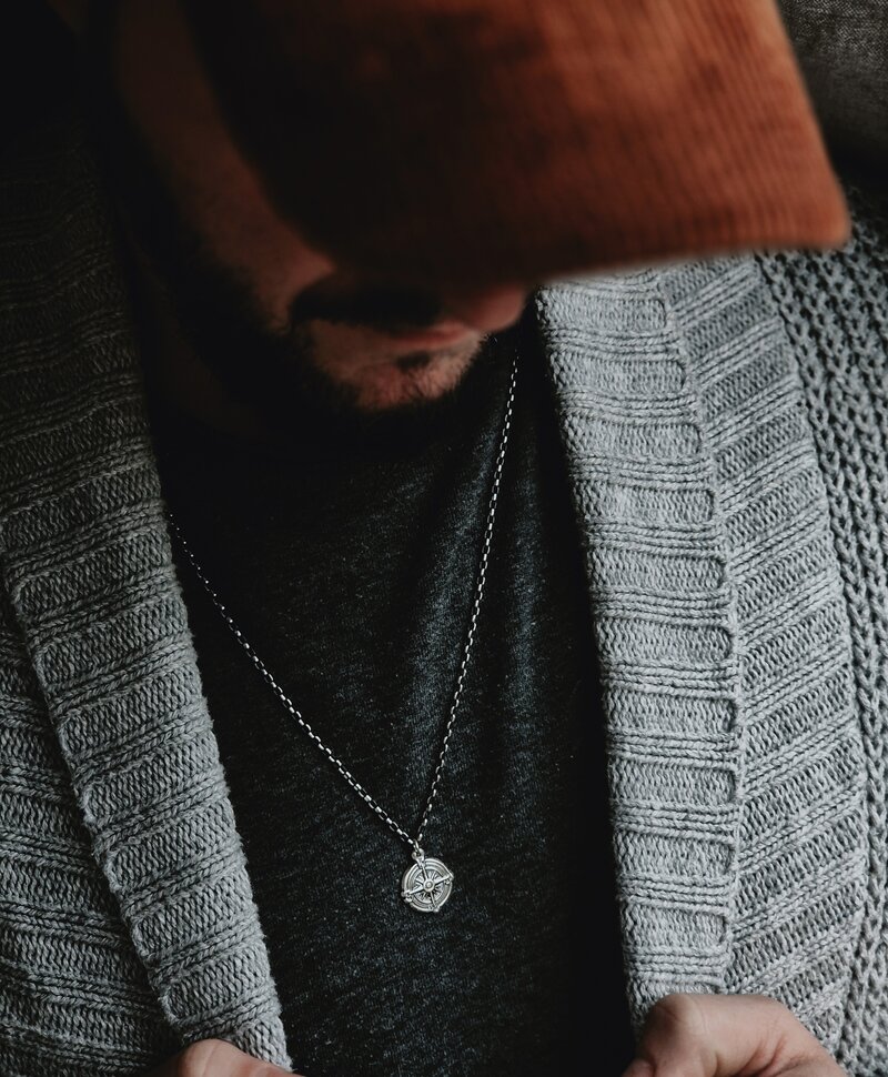 Silver Men’s Compass Pendant Solas