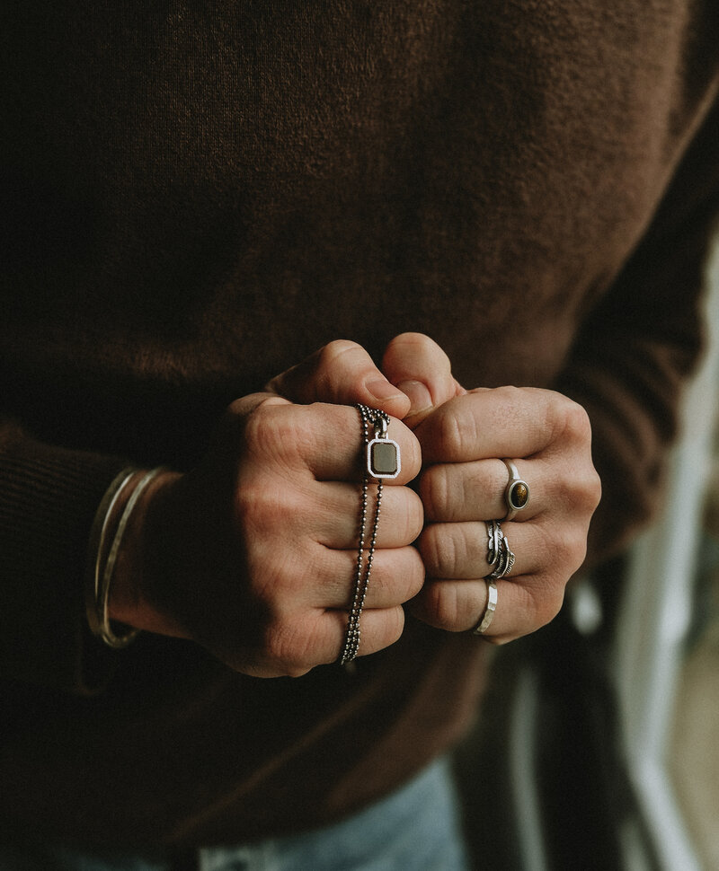 Silver Men’s Ring With Brown Tiger’s Eye Zephyr