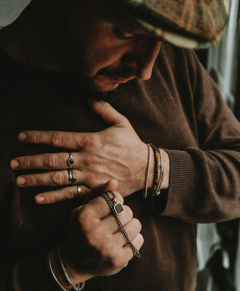 Brown beaded bracelet Men Nhean