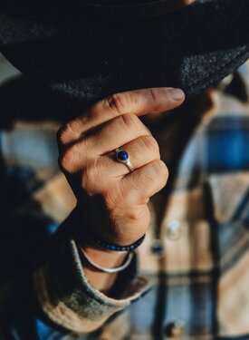 Argent Bague Homme Avec Lapis-Lazuli Bleu Zephyr