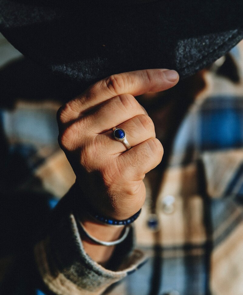 Argent Bague Homme Avec Lapis-Lazuli Bleu Zephyr