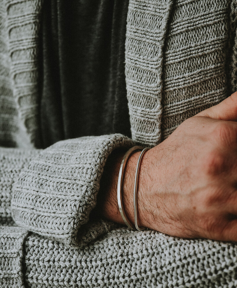 Argent Bracelet Homme Jonc Martelé Stellan