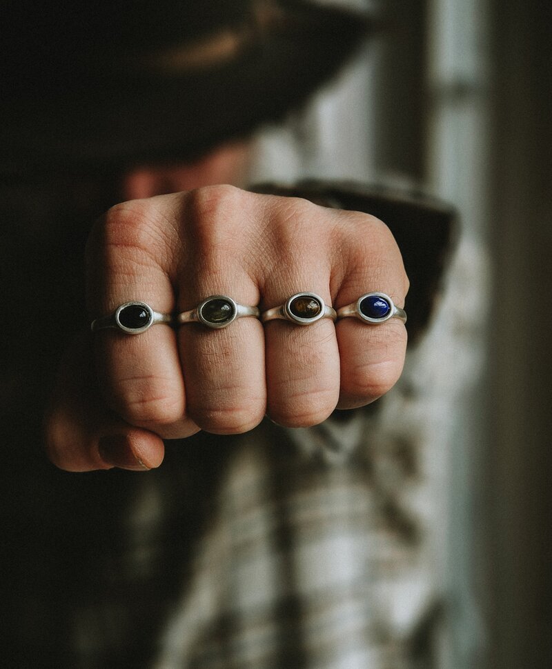 Argent Bague Homme Avec Onyx Noir Ovale Zephyr