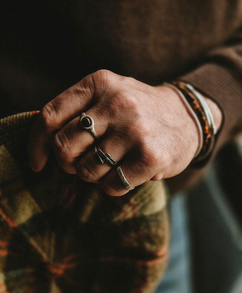 Argent Bague Homme Martelée Rohe