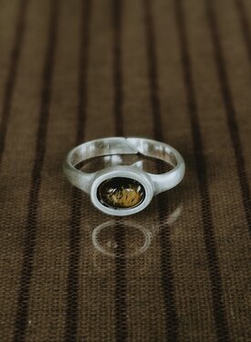 Silberner Herrenring Mit Braunem Tigerauge Zephyr