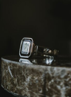 Argent Bague Homme Octogone Cael